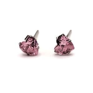 Pink CZ Heart Earrings 925 Sterling Silver Gemstone Valentine Birthday Gift NEW